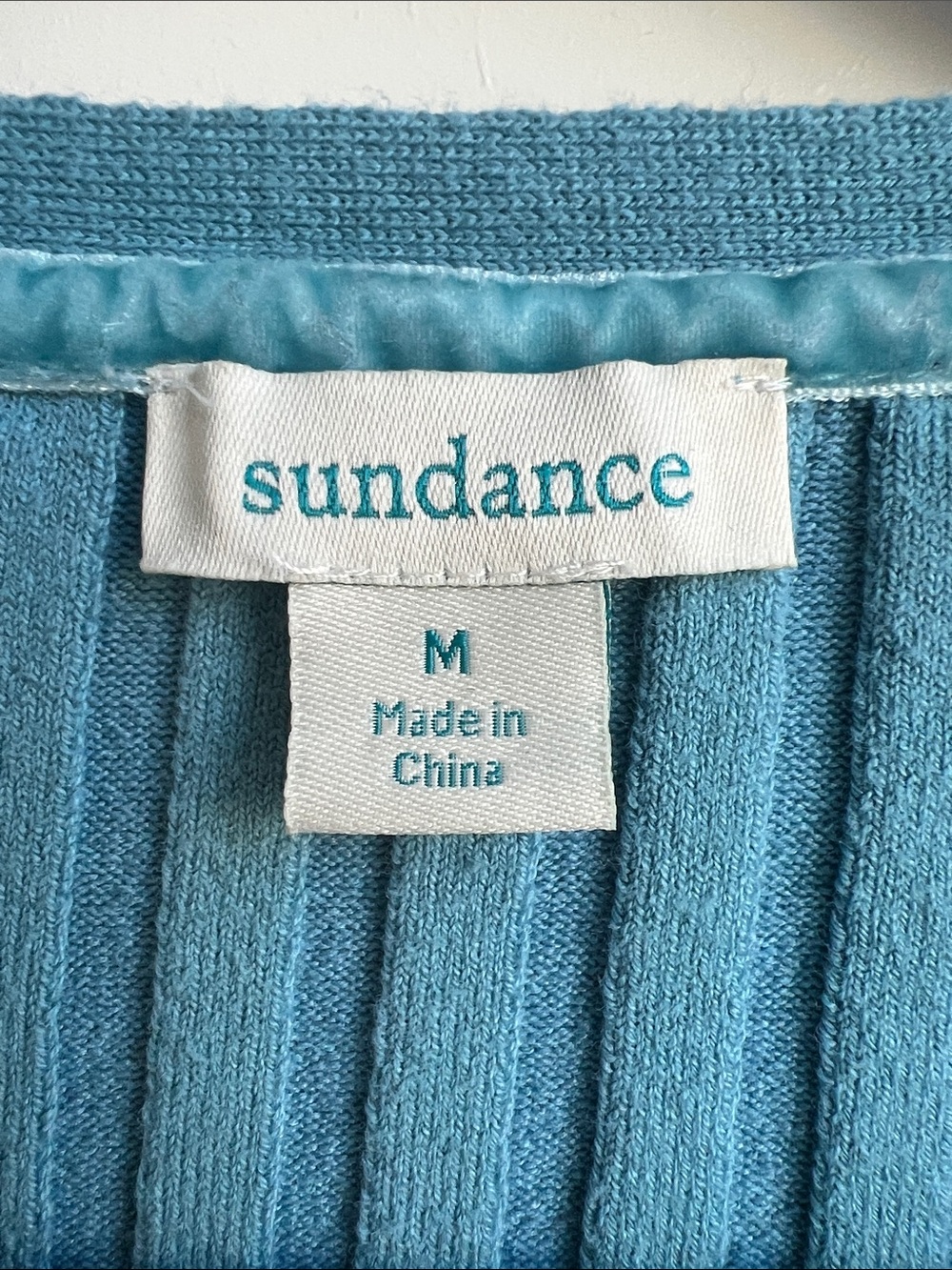 Sundance Blue Ribbed V neck pullover sweater - Picture 3 of 8